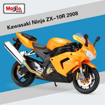 1:12 2008 Kawasaki Ninja ZX-10R Maisto Модела на автомобила Molded под налягане, Метални Модел на Спортна, Състезателна модел на мотоциклет Колекционерски предмети B284