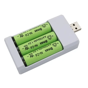 45BB USB Зарядно устройство с жак Компактен 3-слотное зарядно устройство 5 В/2 А За акумулаторна Ni-Cd батерии AA/AAA1.2 В Преносима батерия (без батерия)
